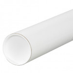 Mailing Tubes with Caps, Round, White, 4 x 18