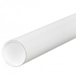 Mailing Tubes with Caps, Round, White, 3 x 18