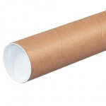 Mailing Tubes with Caps, Heavy Duty, Round, Kraft, 3 x 24