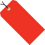 Fluorescent Red Pre-strung Shipping Tags #4 - 4 1/4 x 2 1/8