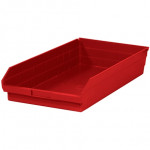 Plastic Shelf Bins, Red, 23 5/8 x 11 1/8 x 4