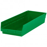 Plastic Shelf Bins, Green, 23 5/8 x 8 3/8 x 4