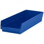 Plastic Shelf Bins, Blue, 23 5/8 x 8 3/8 x 4