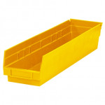 Plastic Shelf Bins, Yellow, 23 5/8 x 4 1/8 x 4