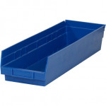 Plastic Shelf Bins, Blue, 23 5/8 x 6 5/8 x 4