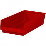Plastic Shelf Bins, Red, 17 7/8 x 8 3/8 x 4