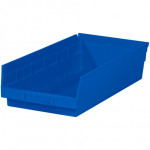 Plastic Shelf Bins, Blue, 17 7/8 x 8 3/8 x 4