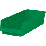 Plastic Shelf Bins, Green, 17 7/8 x 6 5/8 x 4