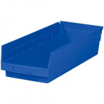Plastic Shelf Bins, Blue, 17 7/8 x 6 5/8 x 4