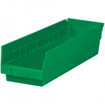 Plastic Shelf Bins, Green, 17 7/8 x 4 1/8 x 4