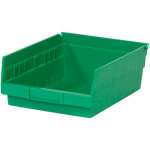 Plastic Shelf Bins, Green, 11 5/8 x 11 1/8 x 4