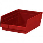 Plastic Shelf Bins, Red, 11 5/8 x 11 1/8 x 4