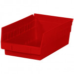 Plastic Shelf Bins, Red, 11 5/8 x 6 5/8 x 4