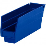 Plastic Shelf Bins, Blue, 11 5/8 x 2 3/4 x 4