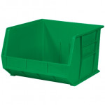 Stackable Plastic Bins, Green, 18 x 16 1/2 x 11