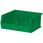 Stackable Plastic Bins, Green, 10 7/8 x 11 x 5
