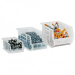 Stackable Plastic Bins, Clear, 5 3/8 x 4 1/8 x 3