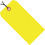 Fluorescent Yellow Pre-strung Shipping Tags #2 - 3 1/4 x 1 5/8