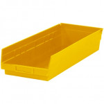 Plastic Shelf Bins, Yellow, 23 5/8 x 8 3/8 x 4