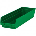 Plastic Shelf Bins, Green, 23 5/8 x 6 5/8 x 4