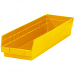 Plastic Shelf Bins, Yellow, 23 5/8 x 6 5/8 x 4