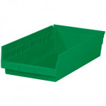 Plastic Shelf Bins, Green, 17 7/8 x 11 1/8 x 4
