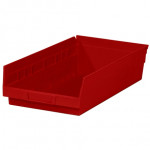 Plastic Shelf Bins, Red, 17 7/8 x 11 1/8 x 4