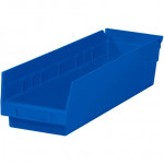 Plastic Shelf Bins, Blue, 17 7/8 x 4 1/8 x 4