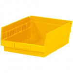 Plastic Shelf Bins, Yellow, 11 5/8 x 11 1/8 x 4