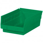 Plastic Shelf Bins, Green, 11 5/8 x 6 5/8 x 4