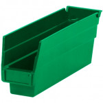 Plastic Shelf Bins, Green, 11 5/8 x 2 3/4 x 4