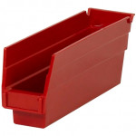 Plastic Shelf Bins, Red, 11 5/8 x 2 3/4 x 4