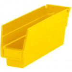 Plastic Shelf Bins, Yellow, 11 5/8 x 2 3/4 x 4