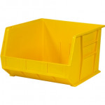 Stackable Plastic Bins, Yellow, 18 x 16 1/2 x 11
