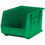 Stackable Plastic Bins, Green, 18 x 11 x 10