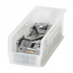 Stackable Plastic Bins, Clear, 14 3/4 x 5 1/2 x 5