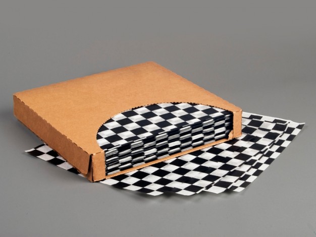 Black Checkered Dry Waxed Food Sheets, 12 x 12