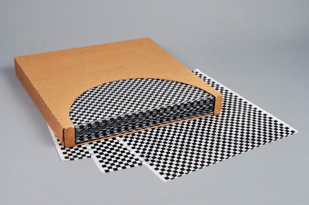Black Checkered Dry Waxed Food Sheets, 16 x 16