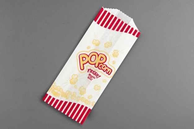 White Printed Popcorn Bags 3/4# Size, 3 x 2 x 7" - 1 Pack(s) of 1000