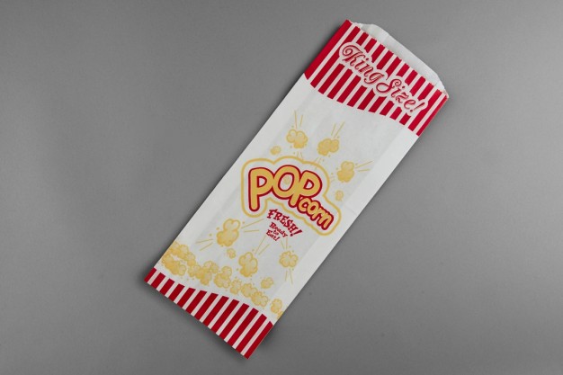 White Printed Popcorn Bags King Size, 4 3/4 x 1 1/4 x 12" - 1 Pack(s) of 1000