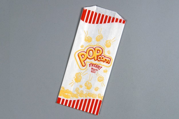 White Printed Popcorn Bags 1# Size, 3 1/2 x 2 x 8" - 1 Pack(s) of 2000