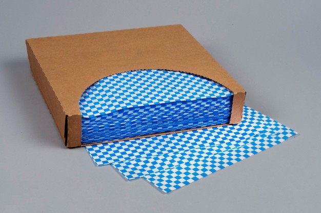 Grease Resistant Paper Sheets, Blue Checkered, 12 x 12"