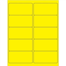 Fluorescent Yellow Removable Laser Labels, 4 x 2"