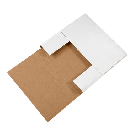 Easy-Fold Mailers, White, 12 1/2 x 12 1/2", Multi-Depth Heights of 1/2, 1, 1 1/2, 2"