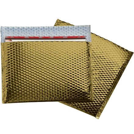 Glamour Bubble Mailers, Gold, 13 3/4 x 11"