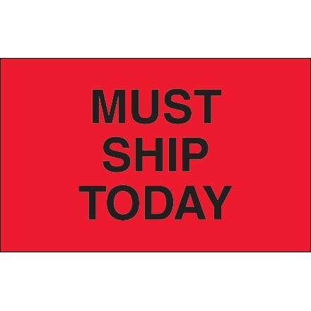Fluorescent Red "Must Ship Today" Production Labels, 1 1/4 x 2"