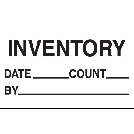 White "Inventory - Date - Count - By" Production Labels, 1 1/4 x 2"