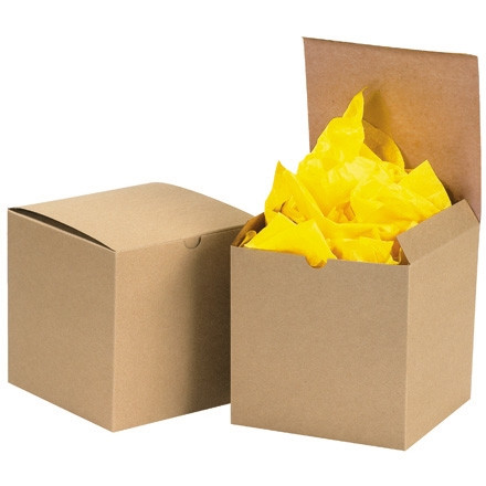 Chipboard Boxes, Gift, Kraft, 6 x 6 x 6"