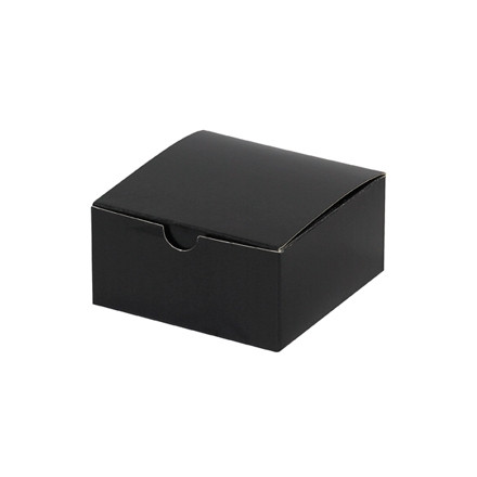 Chipboard Boxes, Gift, Gloss Black, 4 x 4 x 2"