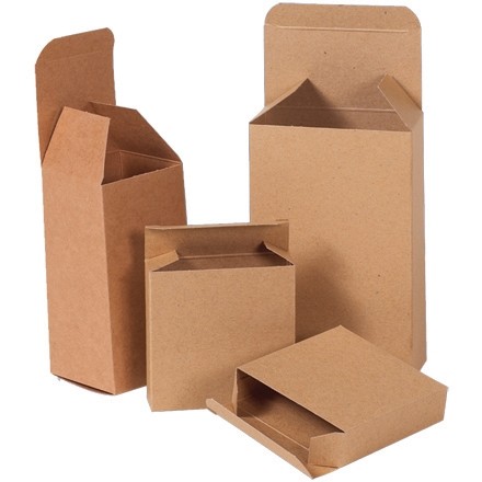 Chipboard Boxes, Folding Cartons, Reverse Tuck, 2 x 2 x 7", Kraft